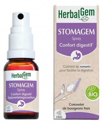 HerbalGem Complexes de gemmothérapie Stomagem Spray Bio 15 ml (à consommer de préférence avant le 31/12/2026)