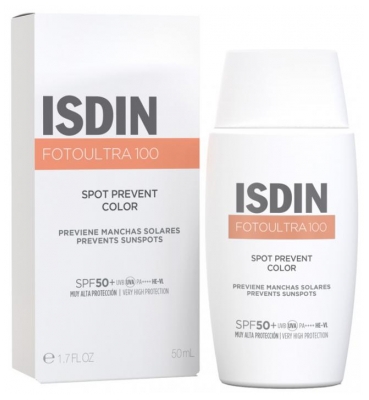 Isdin FotoUltra 100 Spot Prevent Color SPF50+ Prévention des taches solaires 50 ml (à consommer de préférence avant le 01/01/2027)