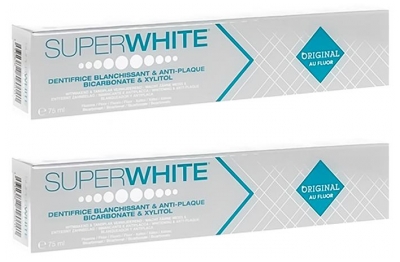 Superwhite Lot de 2 x 75 ml Dentifrice Blanchissant & Anti-Plaque Original au Fluor