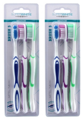 Superwhite Brush 3 Médium - Lot de 2 x 3 Brosses à Dents