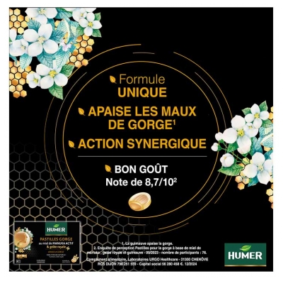 Humer 16 Pastilles Gorge Miel de Manuka Actif IAA 15+ et Gelée Royale