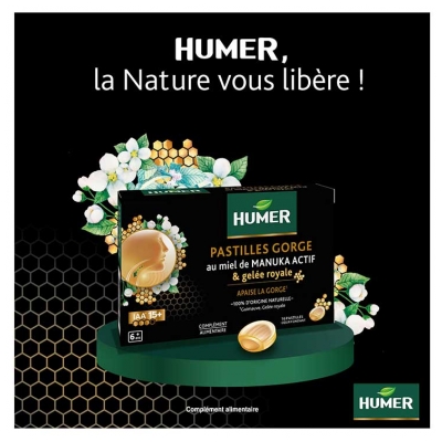 Humer 16 Pastilles Gorge Miel de Manuka Actif IAA 15+ et Gelée Royale