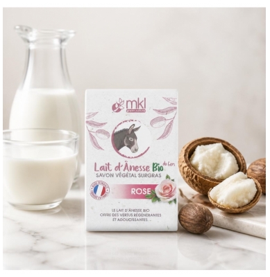 MKL Green Nature Rose Lait d'Ânesse Savon Surgras Éclat Visage et Corps 100 g