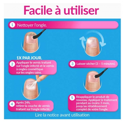 Excilor Forte Traitement Mycose de l'Ongle Coloré + Vernis Classique Coloré Avec Pinceau Applicateur 30 ml - Couleur : Nude