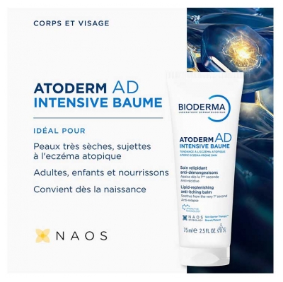 Bioderma Atoderm AD Intensive Baume Relipidant Peau Très Sèche à Atopique 75 ml