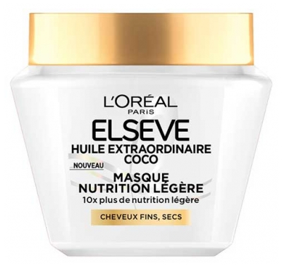 L'Oréal Paris Elseve Huile Extraordinaire Coco Masque Nutrition Légère Cheveux Fins et Secs 290 ml