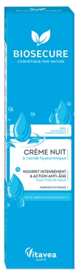 Biosecure Crème Nuit à l'Acide Hyaluronique Tous Types de Peaux 50 ml