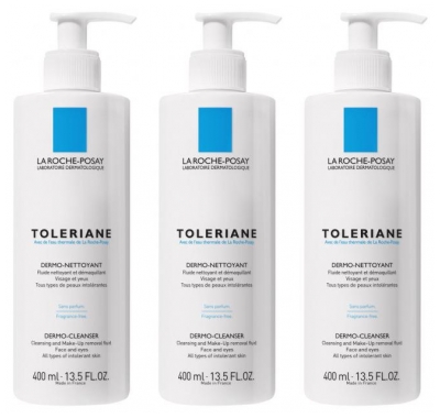 Lot de 3 x 400 ml La Roche-Posay Tolériane Dermo-Nettoyant