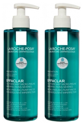 La Roche-Posay Effaclar Gel Purifiant Micro-Peeling - Gommage purifiant Lot de 2 x 400 ml