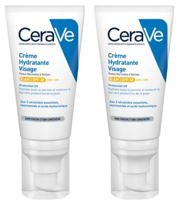 CeraVe Crème Hydratante Visage SPF30 Lot de 2 x 52 ml