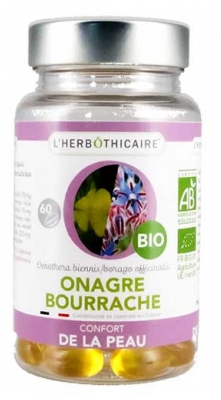 L'Herbôthicaire Huile d'Onagre et de Bourrache Bio 60 Capsules