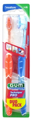 Gum Brosse à Dents Pro Médium Compacte - Lot de 2