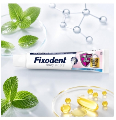Fixodent Plus Crème Adhésive Barrière Arôme Frais Anti-Particules 35 g