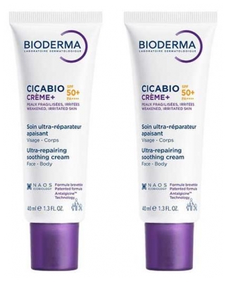 Bioderma Cicabio Crème+ SPF50+ - Lot de 2 x 40 ml
