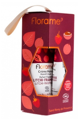 Florame Crème Mains Bio 30 ML + Baume Lèvres Bio 15 ML - Senteur : Litchi-Framboise