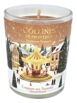 Collines de Provence Bougie Parfumée de Noël 75 g - Senteur : Croquant aux Amandes