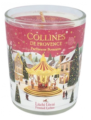 Collines de Provence Bougie Parfumée de Noël 75 g - Senteur : Litchi Givré