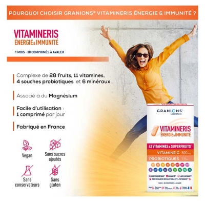 Granions VItamineris Énergie & Immunité 30 Comprimés à Avaler