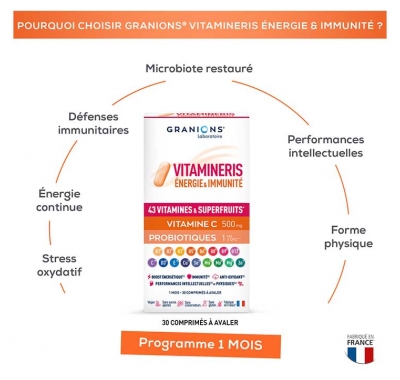 Granions VItamineris Énergie & Immunité 30 Comprimés à Avaler