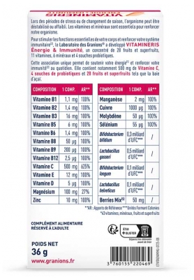 Granions VItamineris Énergie & Immunité 30 Comprimés à Avaler