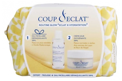 Coup d'Éclat Eau Micellaire Démaquillante Peaux et Yeux Sensibles 50 ml + Crème Jour-Oxygénante 50 ml