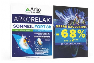 Arkopharma Arkorelax Sommeil Fort 8H 2 x 15 Comprimés