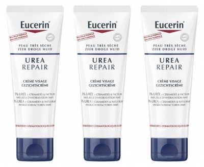 Eucerin UreaRepair Crème pour le visage 5% Urée 50ml Lot de 3