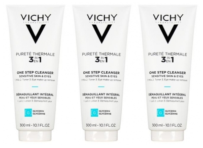 Vichy Pureté Thermale Démaquillant Intégral 3en1 pour Peau Sensible Lot de 3 x 300 ml