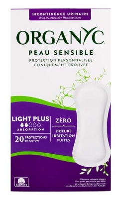 Organyc Incontinence Urinaire Light Plus Protège-Slips Bio 20 Unités