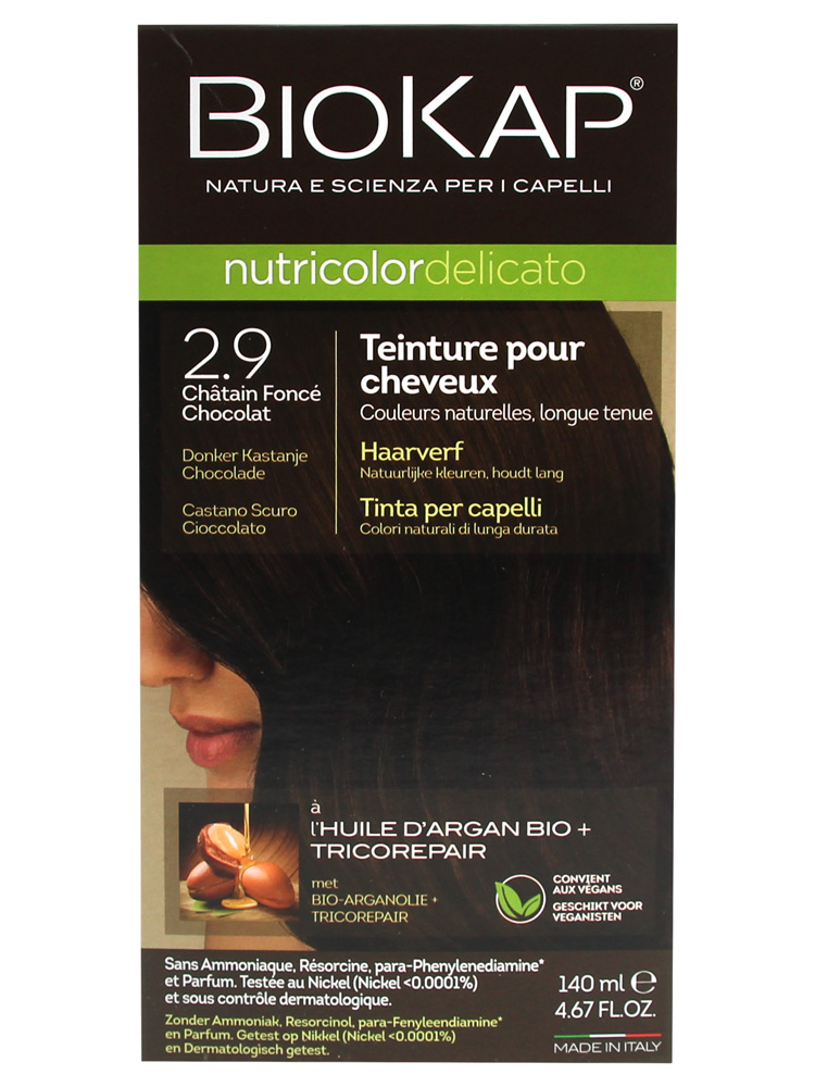Biokap Nutricolor Delicato Coloration Permanente - Coloration : 2.9 Châtain Foncé Chocolat