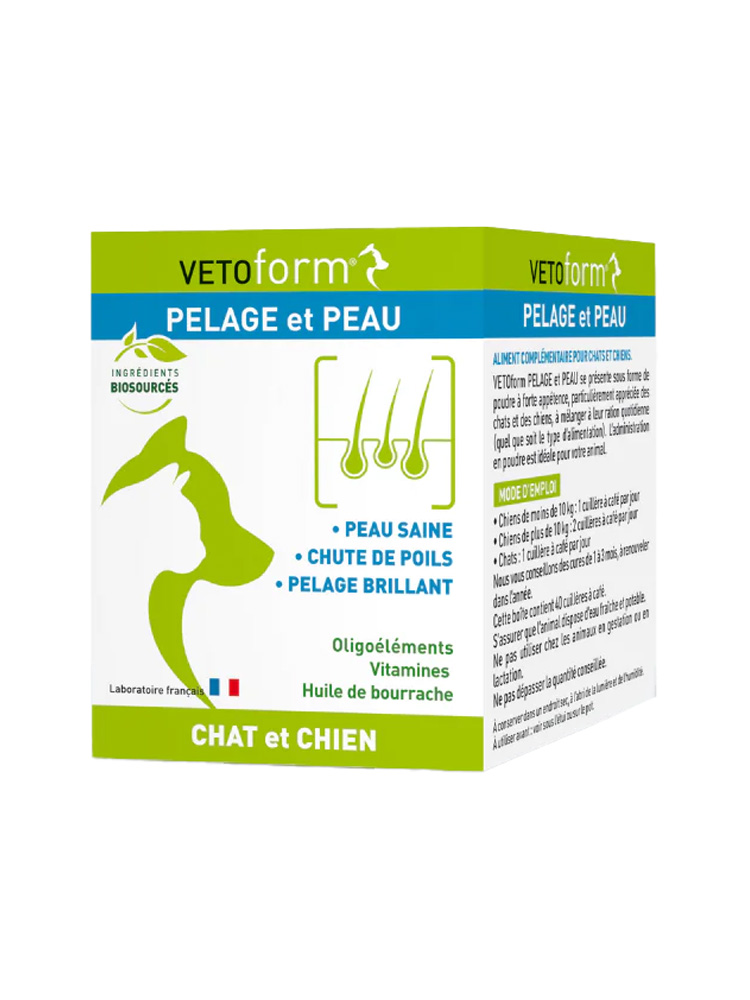 Vetoform Aliment Complémentaire Pelage et Peau Chien et Chat Pot 100 g