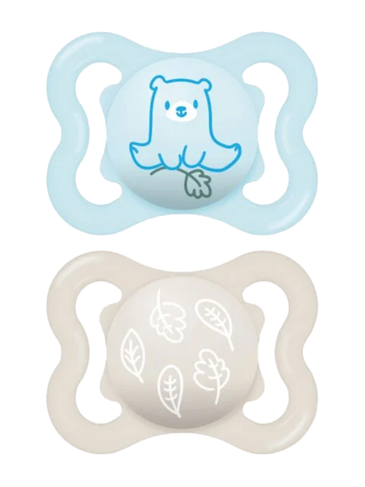 MAM Sucette Suprême - 2-6 Mois - Silicone - X2 - Modèle : Ours et Feuilles