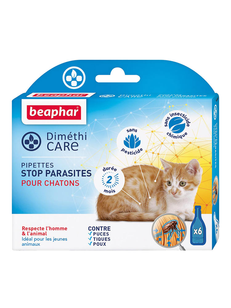 Beaphar Diméthicare Pipettes Stop Parasites Pour Chatons Au Diméthicone - 6 Pipettes X 0,75 ml