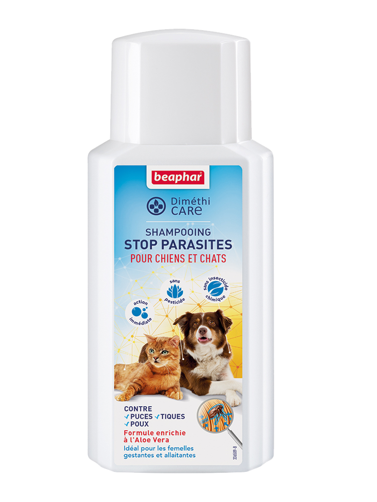 Beaphar Diméthicare Shampooing Stop Parasites Pour Chiens et Chats au Diméthicone - 200 ml