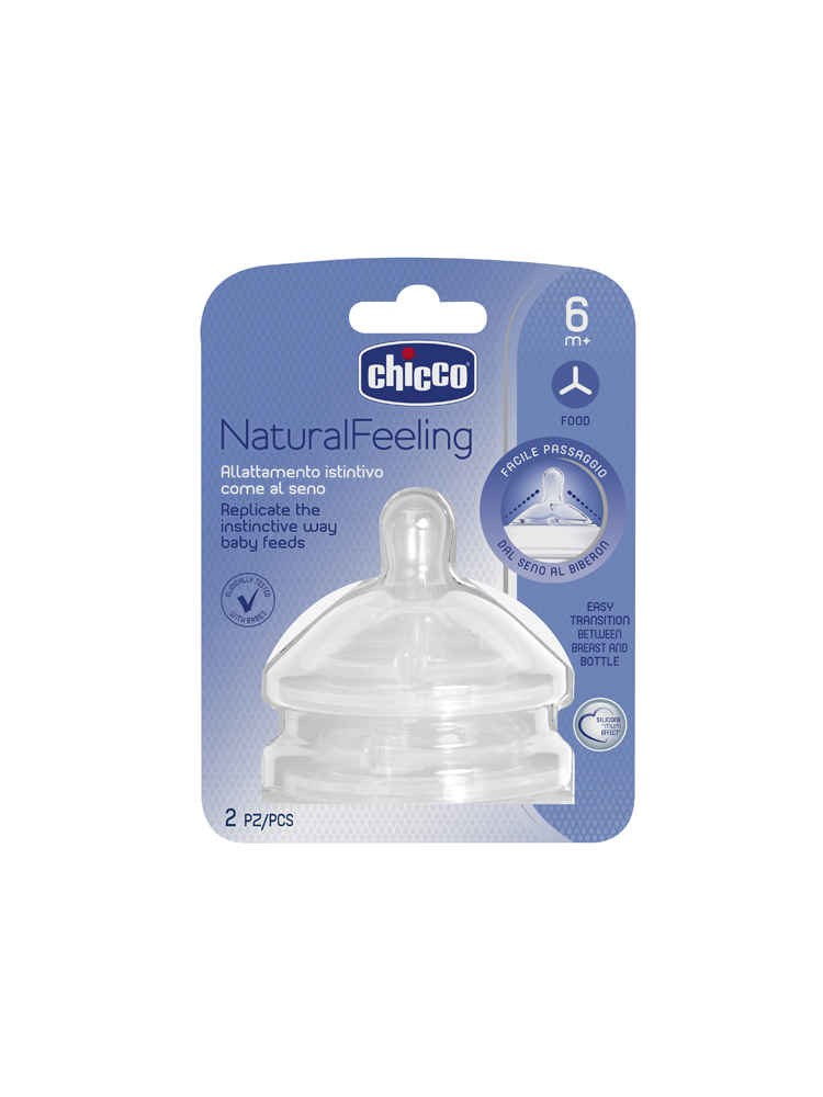 Chicco Tétine Naturalfeeling Droite - Flux Repas - 6M+ - X2