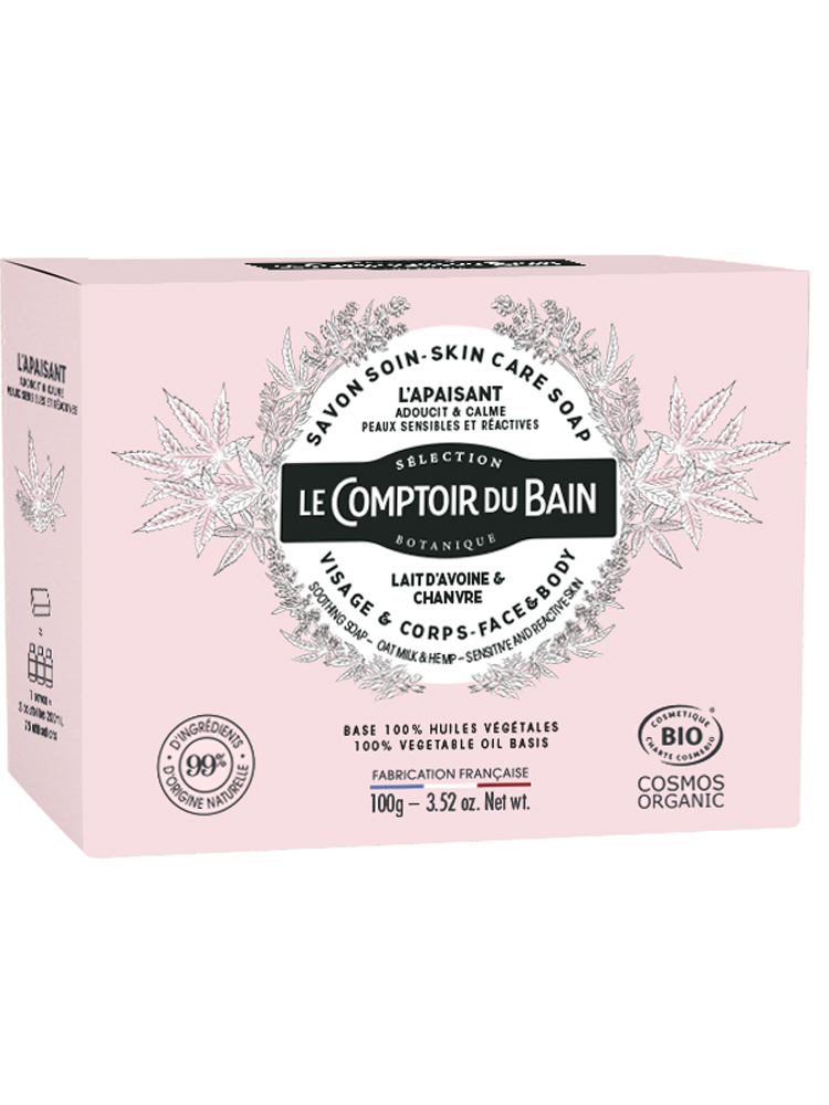 Le Comptoir du Bain Savon Soin Visage Bio Apaisant Pour Les Peaux Sensibles et Réactives 100 g