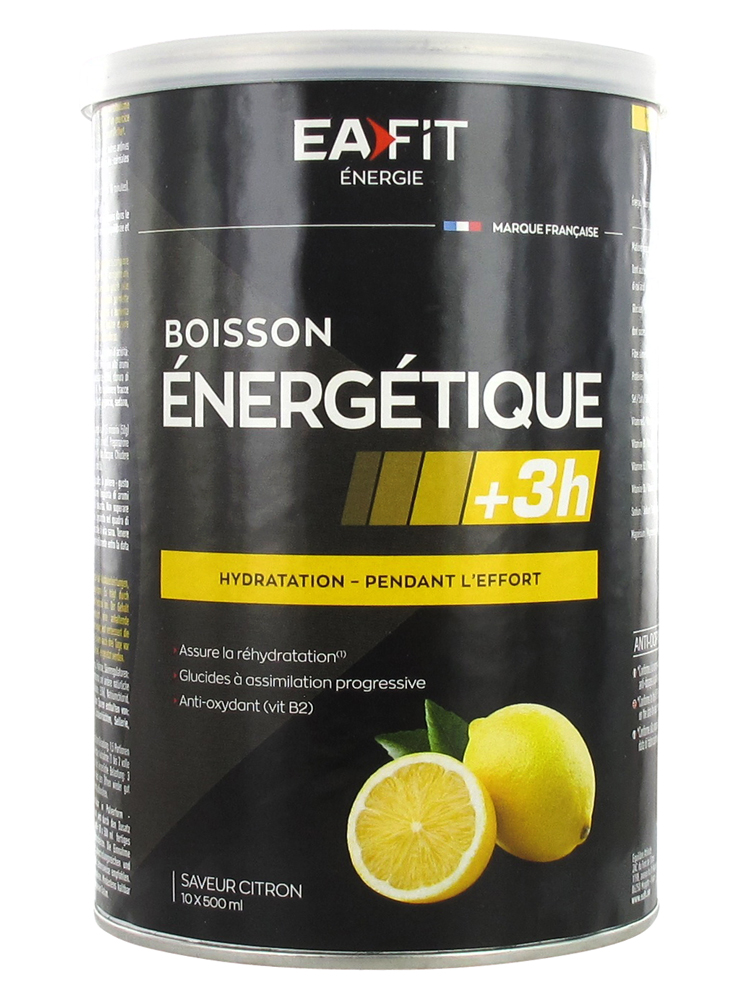 Eafit Boisson Énergétique +3H Citron - 500 g - Saveur : Citron