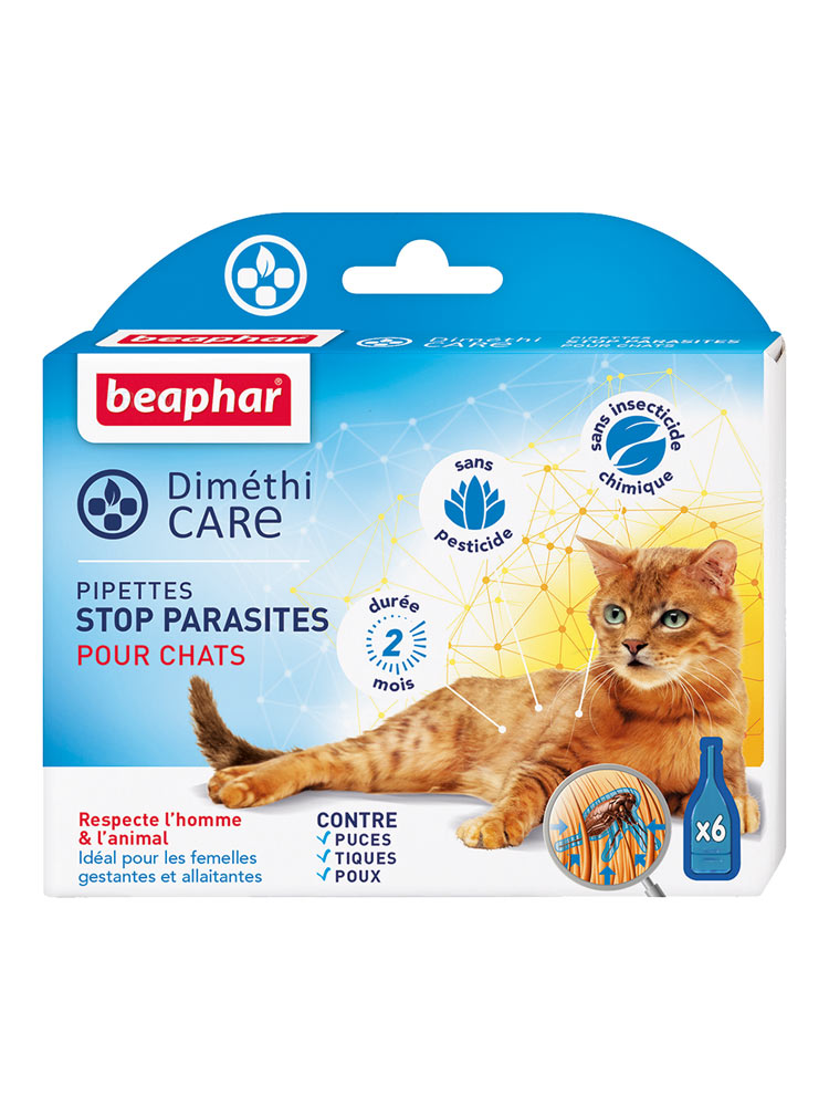 Beaphar Diméthicare Pipettes Stop Parasites Pour Chats Au Diméthicone - 6 Pipettes X 1 ml