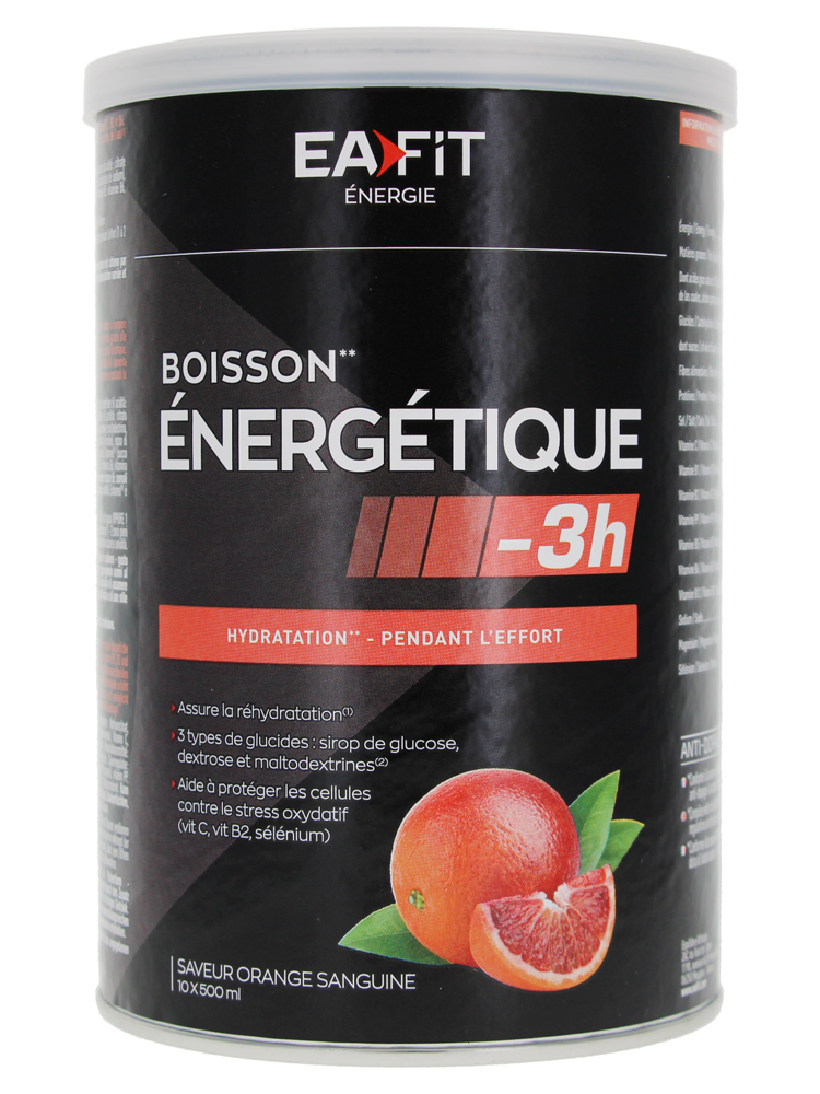 Eafit Boisson Énergétique 3H Orange Sanguine - 500 g - Saveur : Orange Sanguine