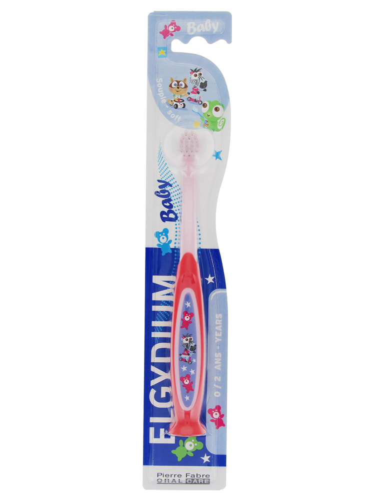 Elgydium - Brosse à Dents Souple Bébé 0/2 Ans - Couleur : Rose