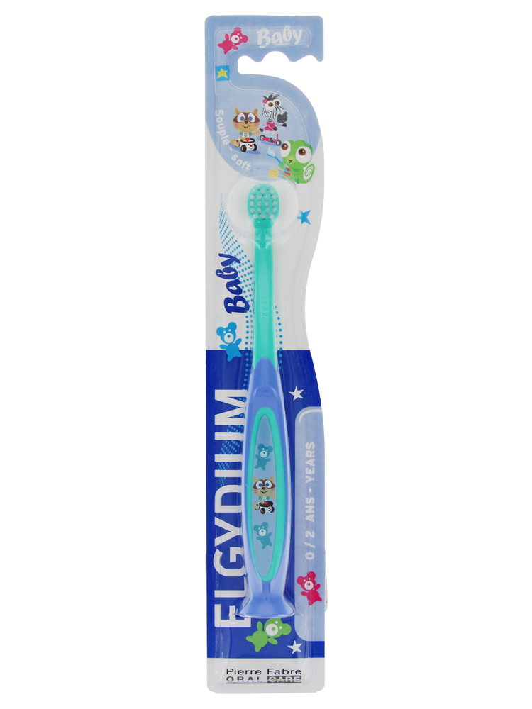 Elgydium - Brosse à Dents Souple Bébé 0/2 Ans - Couleur : Bleue