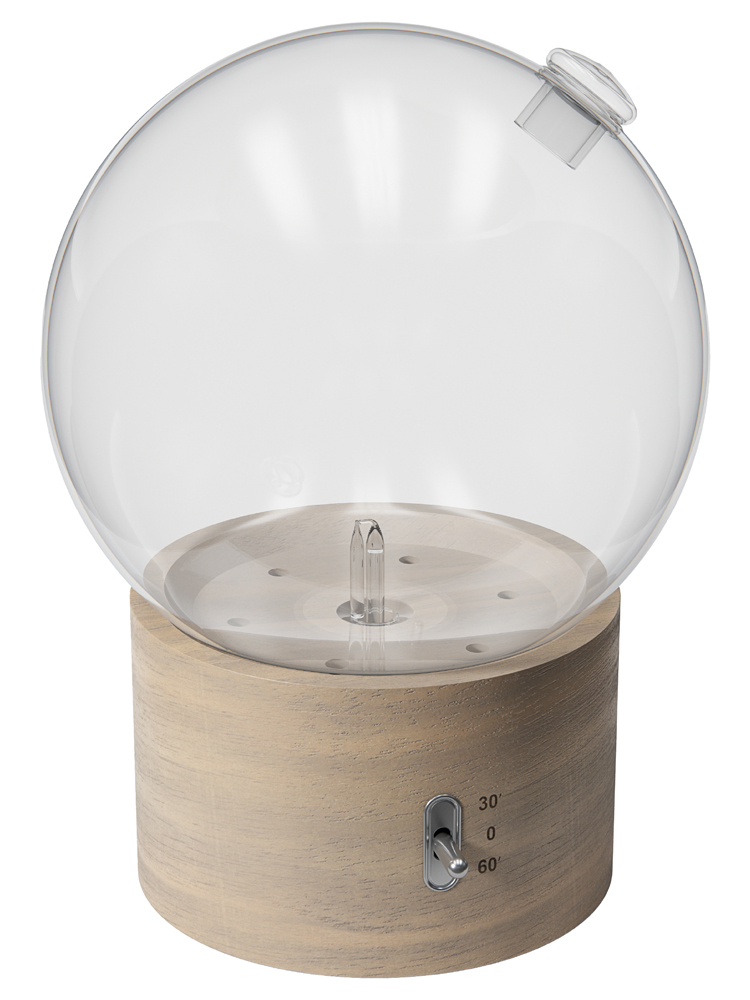 Pranarôm Diffusion Diffuseur d'Huiles Essentielles Bulle à Sec d'Huiles Essentielles Nébulisation Bois et Verre Effet Brume et Lumière
