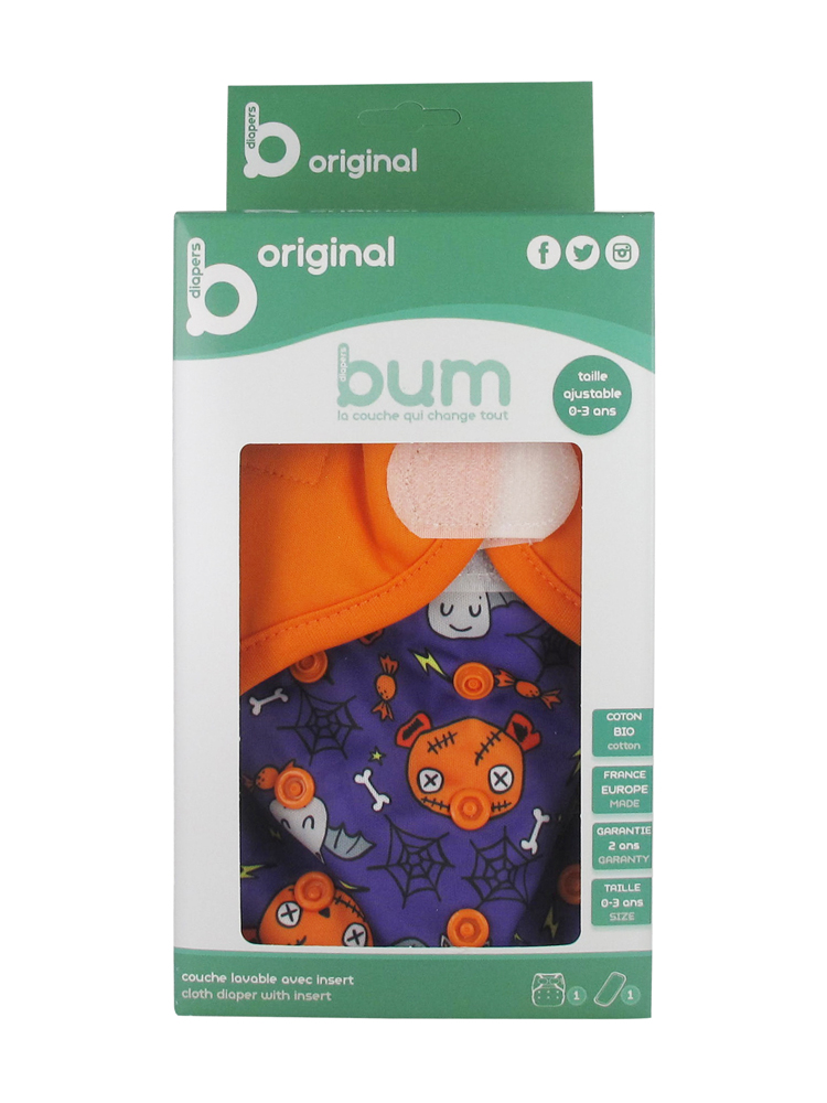 Bum diapers Couche Réutilisable et Lavable avec Insert - de 0 à 3 ans - Modèle : Halloween