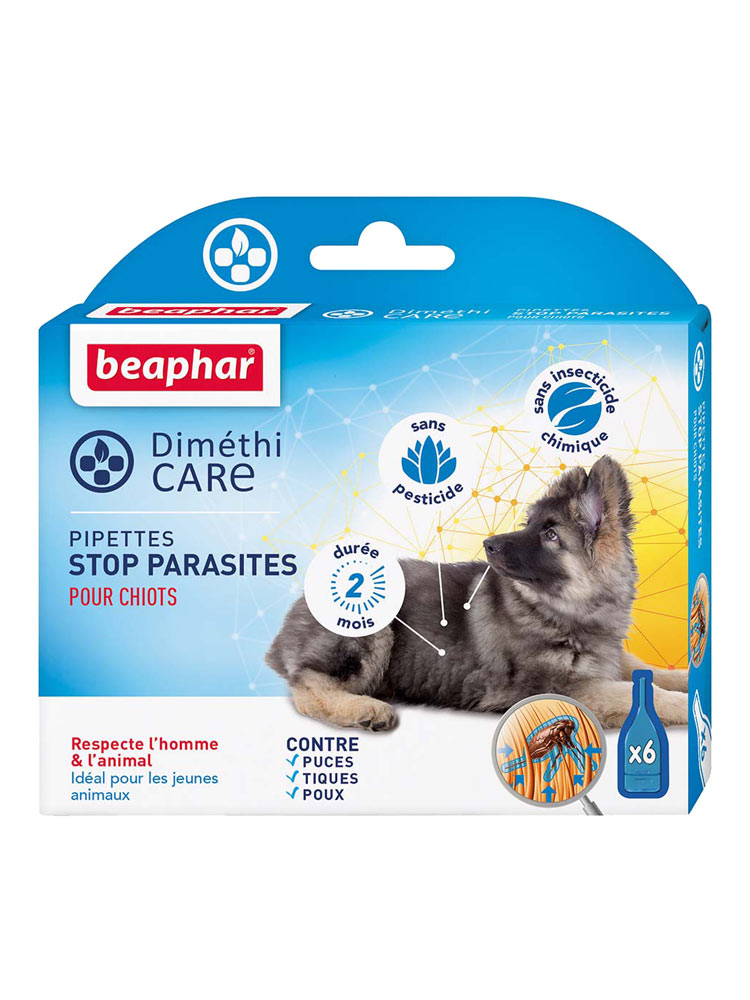 Beaphar Diméthicare Pipettes Stop Parasites Pour Chiots Au Diméthicone - 6 Pipettes X 1,5 ml
