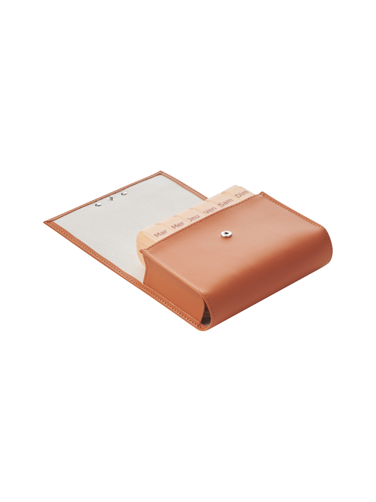 Pilbox Maxi Pilulier Semainier Pratique et Efficace - Couleur : Fauve