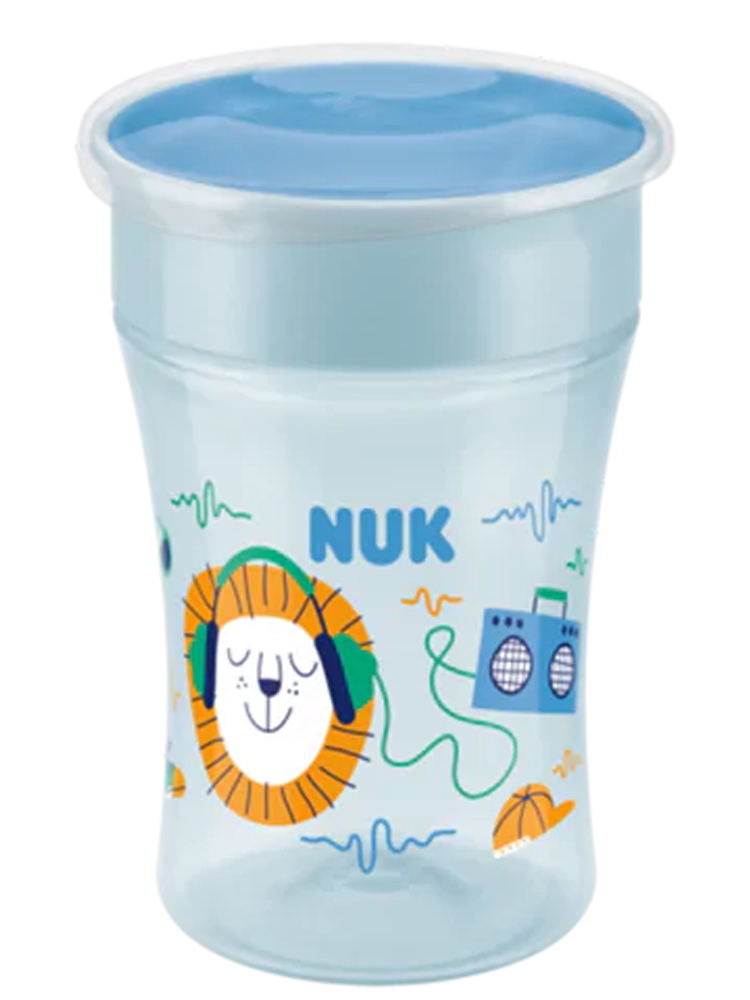 Tasse à bec souple NUK, 250 ml, adaptée pour bébés à partir de 6 mois - Couleur : Bleu