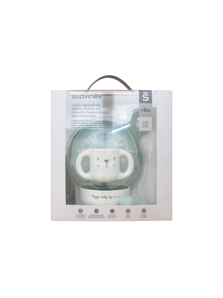 Suavinex Vaisselle d'Apprentissage 6 M+ - Modèle : Vert pastel et beige