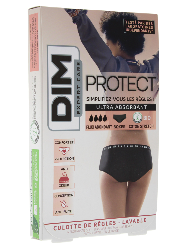 Dim Expert Care Culotte de Règle Boxer Flux Abondant Noir X1 - Taille : 36/38