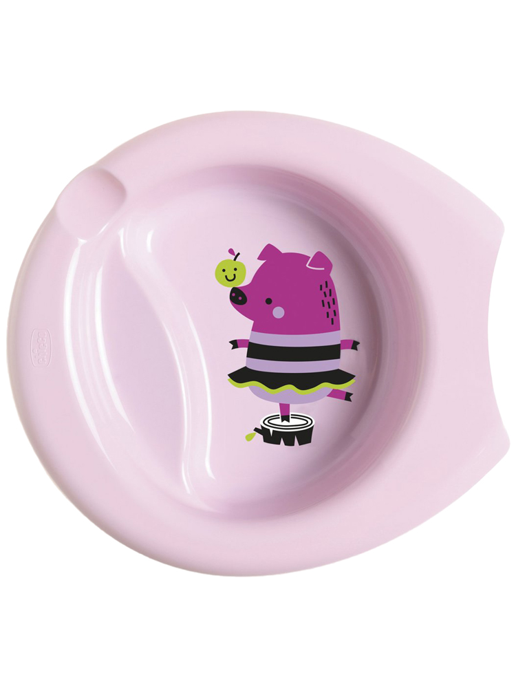 Chicco Assiette Creuse Décorée Avec Rebord - 6M+ - Modèle : Rose