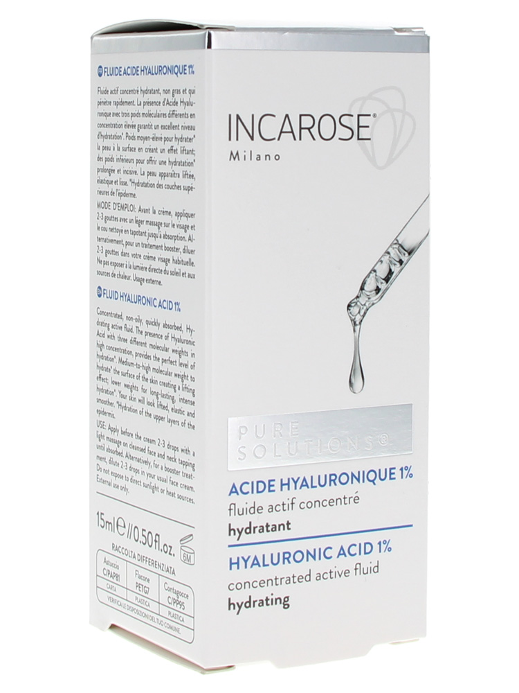 Incarose Pure Solutions Acide hyaluronique Fluide Hydratant 15 ml